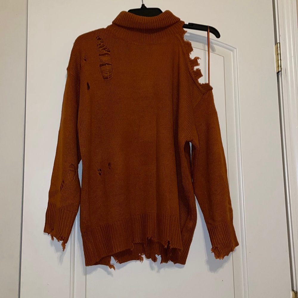 Burnt orange distressed sweater!